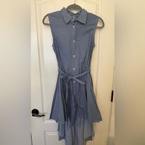 100% cotton high-low pinstripe dress